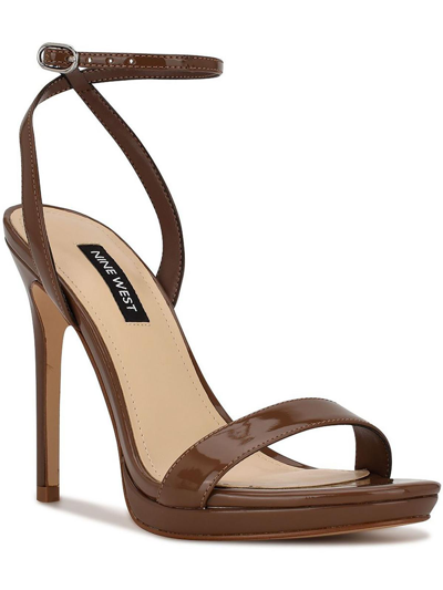 Shop Nine West Loola Womens Patent Open Toe Slingback Sandals In Brown