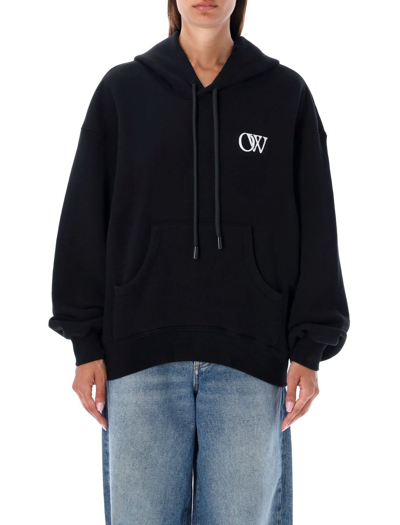 Shop Off-white Flock Ow Over Hoodie Black White