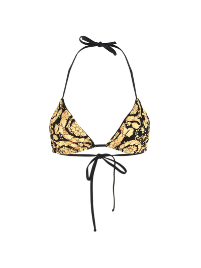 Shop Versace 'barocco' Bikini Top In Multicolor