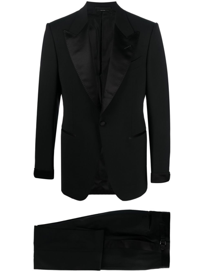 Shop Tom Ford Black Single-breasted Dinner Suit