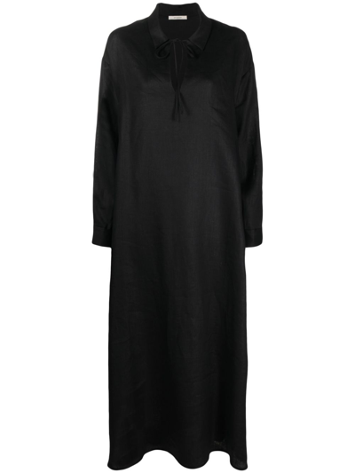 Shop Asceno Black Lisbon Linen Maxi Dress