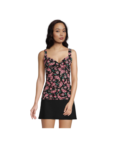 Lands' End Plus Size Ddd-cup Chlorine Resistant Square Neck Underwire  Tankini Swimsuit Top In Black Havana Floral