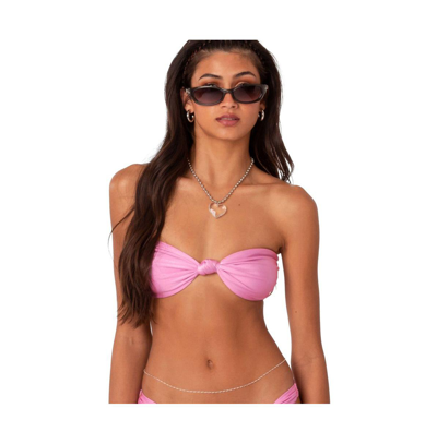 Shop Edikted Women's Bikini Strapless Top With Knot In Pink