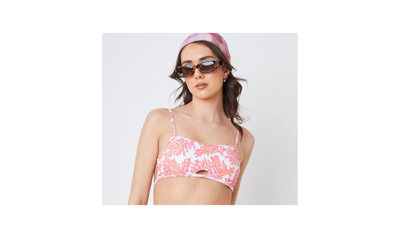 Shop Twill Active Women's Cut Out Bikini Top In Coral Reef