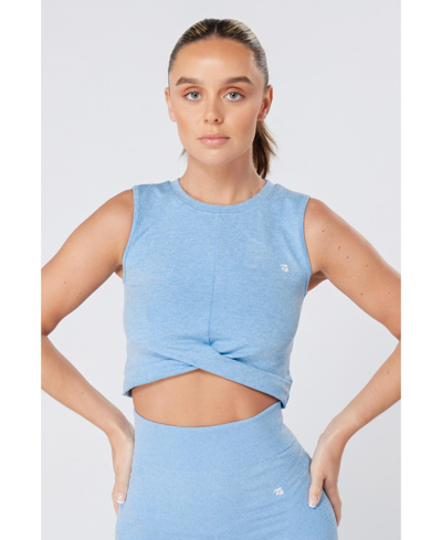 Shop Twill Active Women's Seamless Marl Laser Cut Vest In Blue Marl