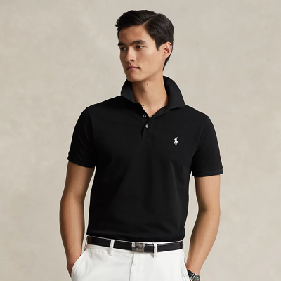 Shop Ralph Lauren Custom Slim Fit Stretch Mesh Polo Shirt In Polo Black