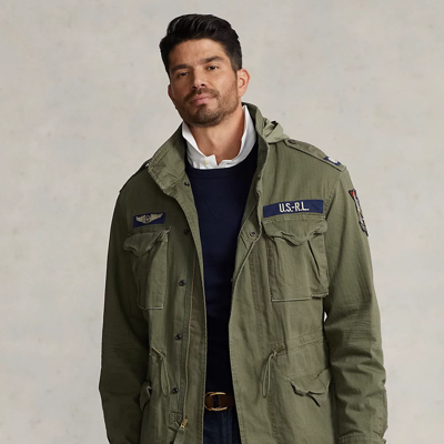 Shop Polo Ralph Lauren The Iconic Field Jacket In Olive Mountain/patches