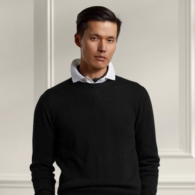 Shop Ralph Lauren Purple Label Cashmere Crewneck Sweater In Classic Black