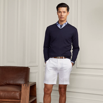 Ralph Lauren Gregory Tailored Linen Short In Optic White