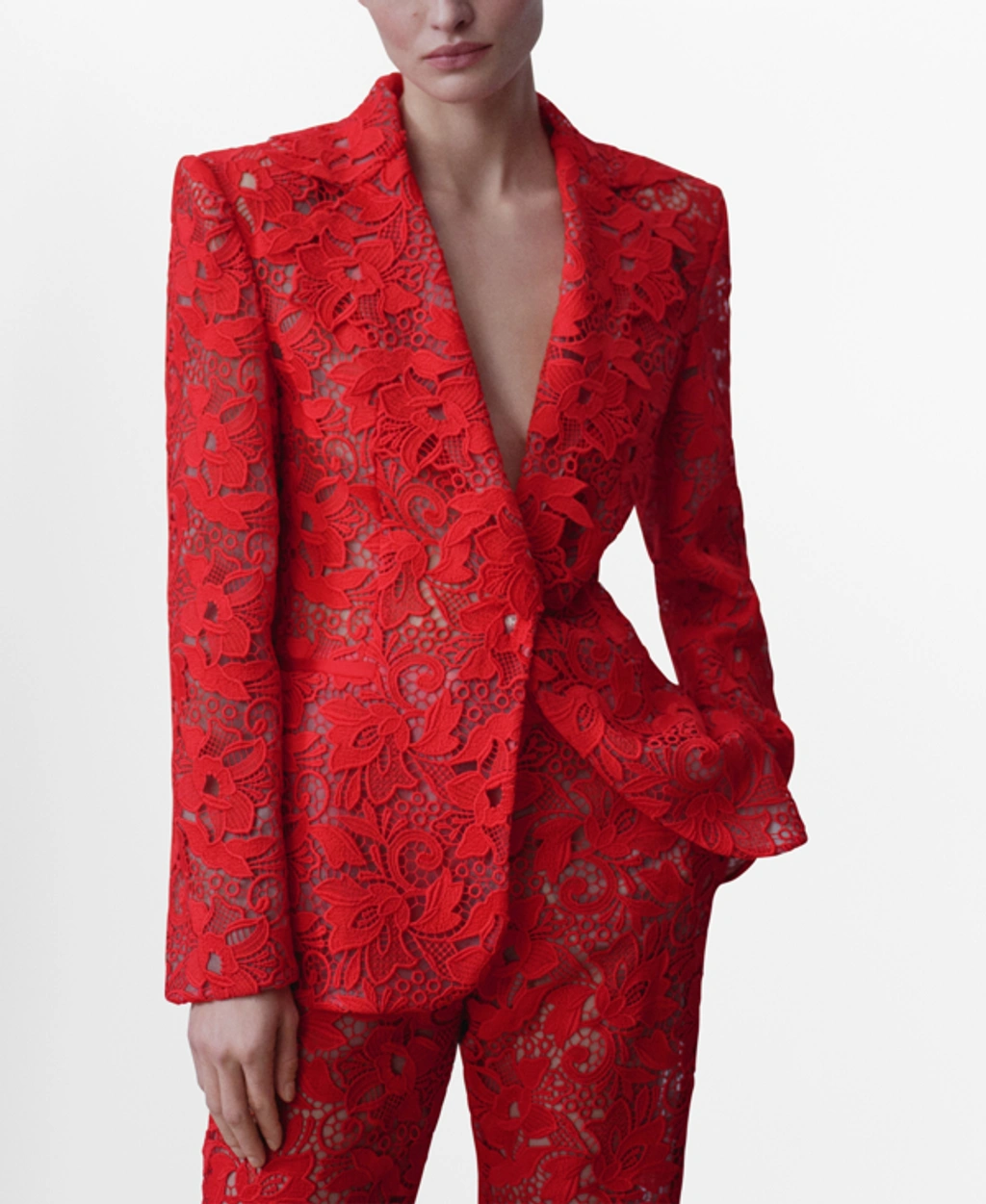 Mango red suit best sale