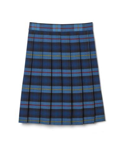 Shop French Toast Big Girls Adjustable Waist Mid-length Plaid Pleated Skirt In Blue