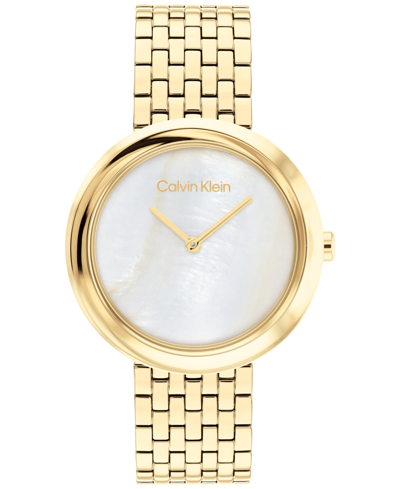 Shop Calvin Klein Women's 2h Quartz Gold-tone Stainless Steel Bracelet Watch 34mm