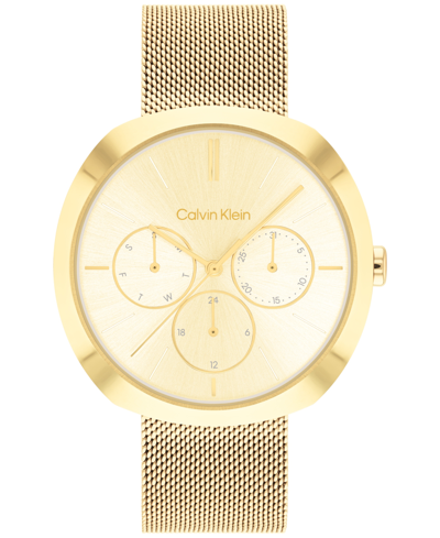 Shop Calvin Klein Women's Multifunction Gold-tone Stainless Steel Mesh Bracelet Watch 38mm
