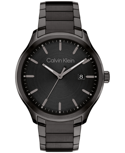 Shop Calvin Klein Men's 3h Quartz Black Stainless Steel Bracelet Watch 43mm