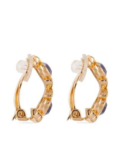 Pre-owned Susan Caplan Vintage 1980s D'orlan Swarovski Crystals Clip-on Earrings In Gold