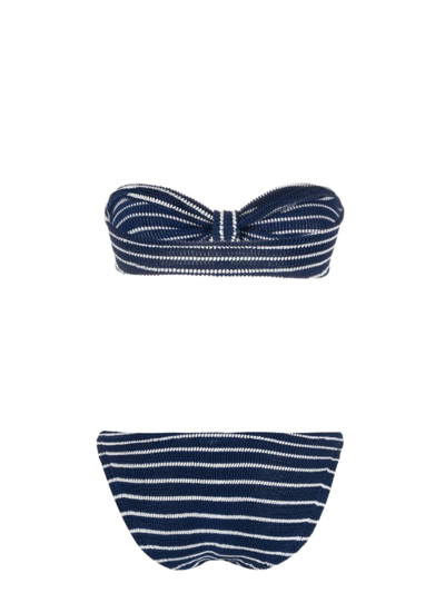 Shop Hunza G Jean Striped Bikini In Blue