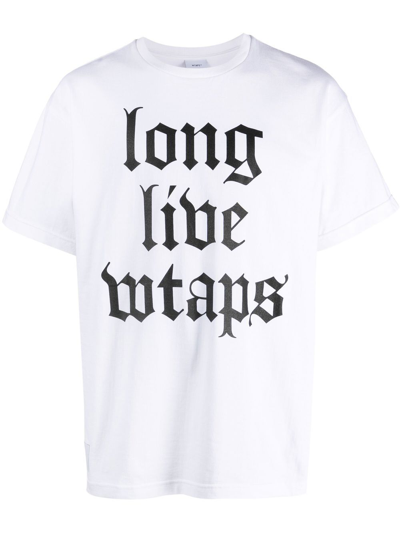 Shop Wtaps Cotton Graphic-print T-shirt In White