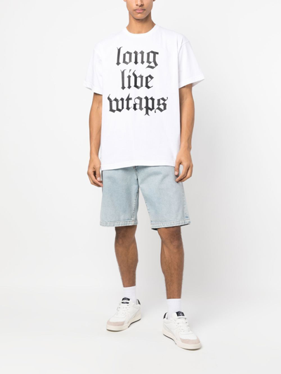 Shop Wtaps Cotton Graphic-print T-shirt In White