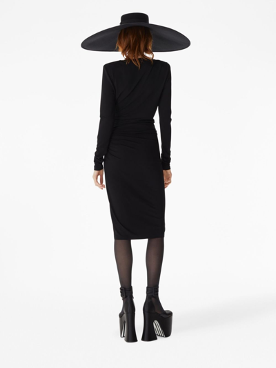 Nina Ricci Long-sleeve Draped Wrap Top In Black