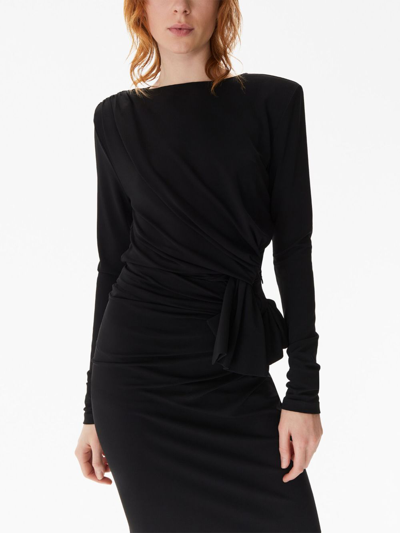 Shop Nina Ricci Long-sleeve Draped Wrap Top In Black