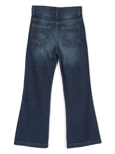Shop Chloé Logo-embroidered Flared Jeans In Blue