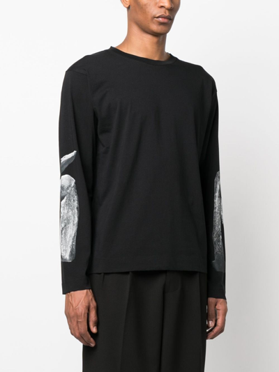 Shop Simone Rocha Graphic-print Long-sleeve T-shirt In Black