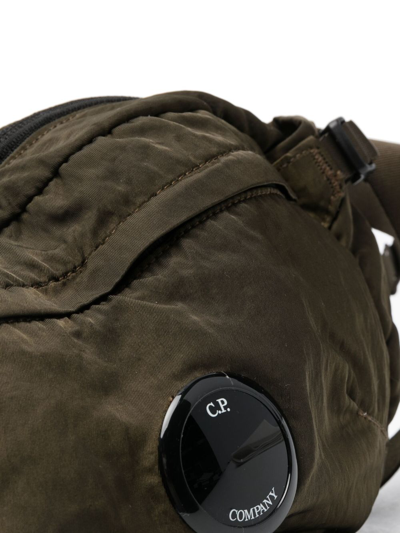 Shop C.p. Company Nylon B Lens-detail Crinkled Belt Bag In Green