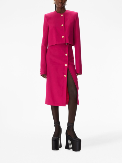 Shop Nina Ricci Long-sleeve Cropped Wool Jacket In Pink