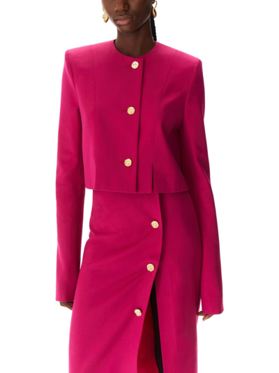 Shop Nina Ricci Long-sleeve Cropped Wool Jacket In Pink