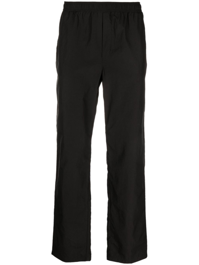 Shop Soulland Erich Embroidered-logo Trousers In Black