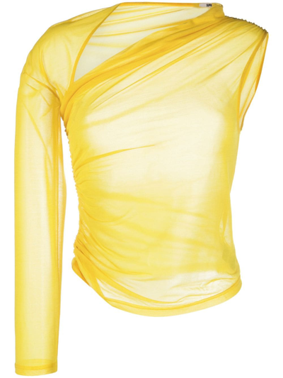 Shop Supriya Lele Gathered Asymmetric Top In Yellow