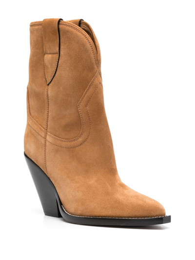 Shop Isabel Marant Leyane 90mm Suede Boots In Brown