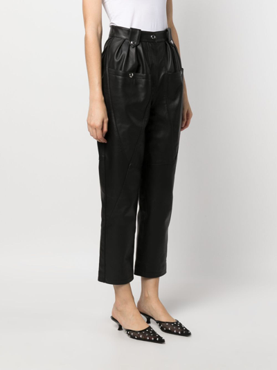 Shop Moschino Pleat-detail Cropped Trousers In Black