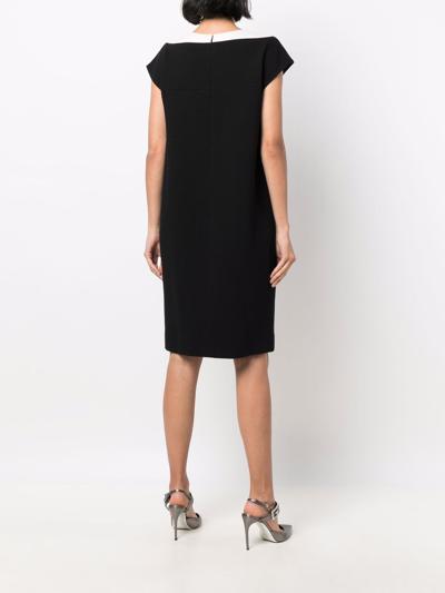 Pre-owned Chanel Two-tone Shift Dress In Black