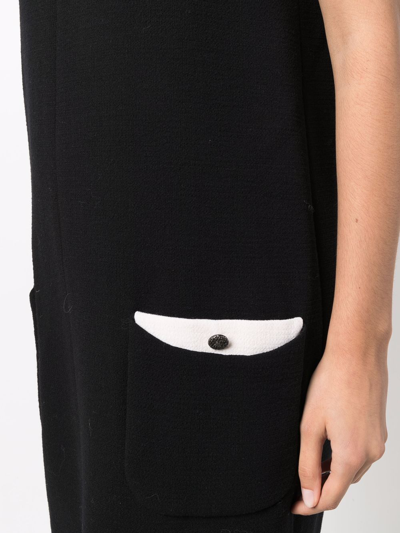 Pre-owned Chanel Two-tone Shift Dress In Black
