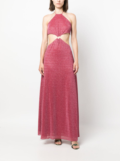 Oseree Lumiere Lurex Cut-out Maxi Dress In Pink