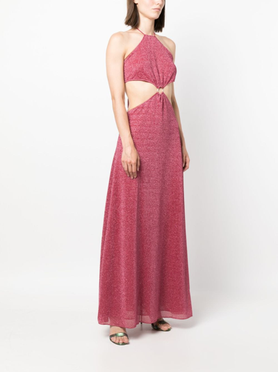 Oseree Lumiere Lurex Cut-out Maxi Dress In Pink