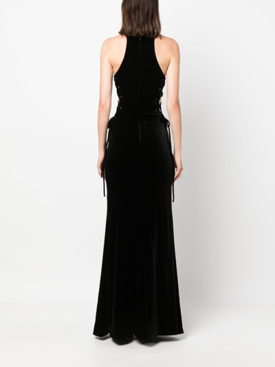 Shop Alessandra Rich Lattice Lace-up Gown In Black