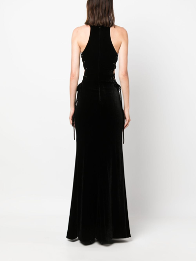 Alessandra Rich Lattice Lace-up Gown In Black