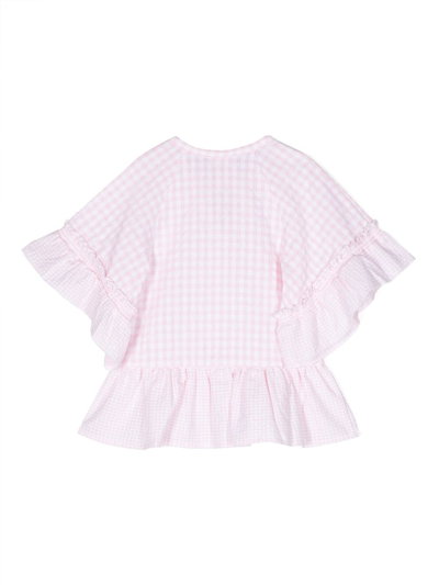 Shop Sundek Check-pattern Ruffled Blouse In Pink