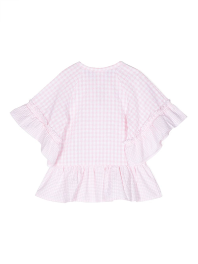 Sundek Check-pattern Ruffled Blouse In Pink