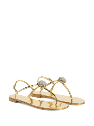 Shop Giuseppe Zanotti Emmy Lou Crystal-embellished Sandals In Gold