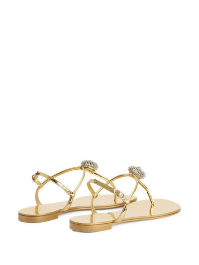 Shop Giuseppe Zanotti Emmy Lou Crystal-embellished Sandals In Gold