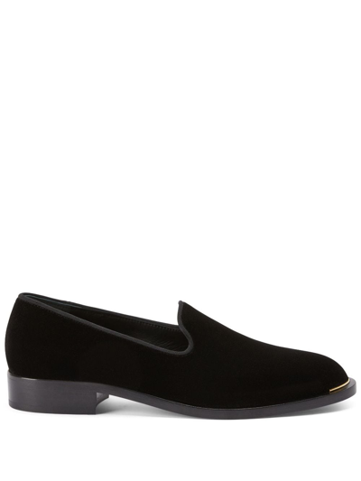 Shop Giuseppe Zanotti Lydia Velvet Loafers In Black