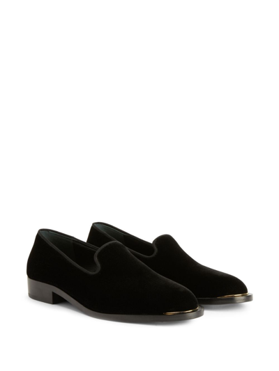 Shop Giuseppe Zanotti Lydia Velvet Loafers In Black