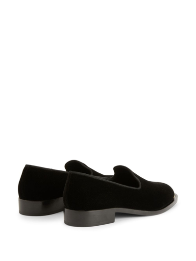 Shop Giuseppe Zanotti Lydia Velvet Loafers In Black