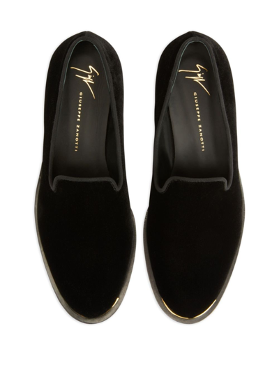 Shop Giuseppe Zanotti Lydia Velvet Loafers In Black