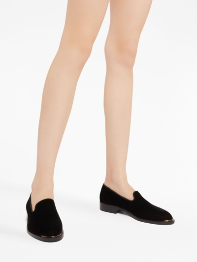 Shop Giuseppe Zanotti Lydia Velvet Loafers In Black