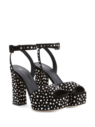 Giuseppe Zanotti New Betty Sparkle 120mm Platform Sandals In Black
