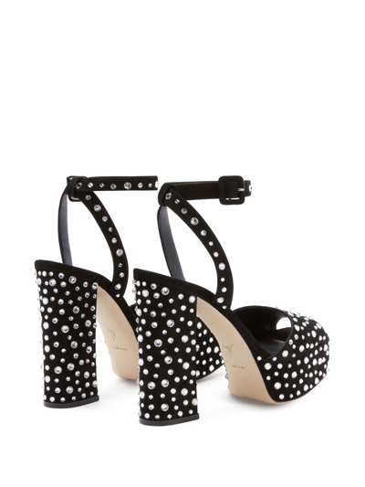 Giuseppe Zanotti New Betty Sparkle 120mm Platform Sandals In Black
